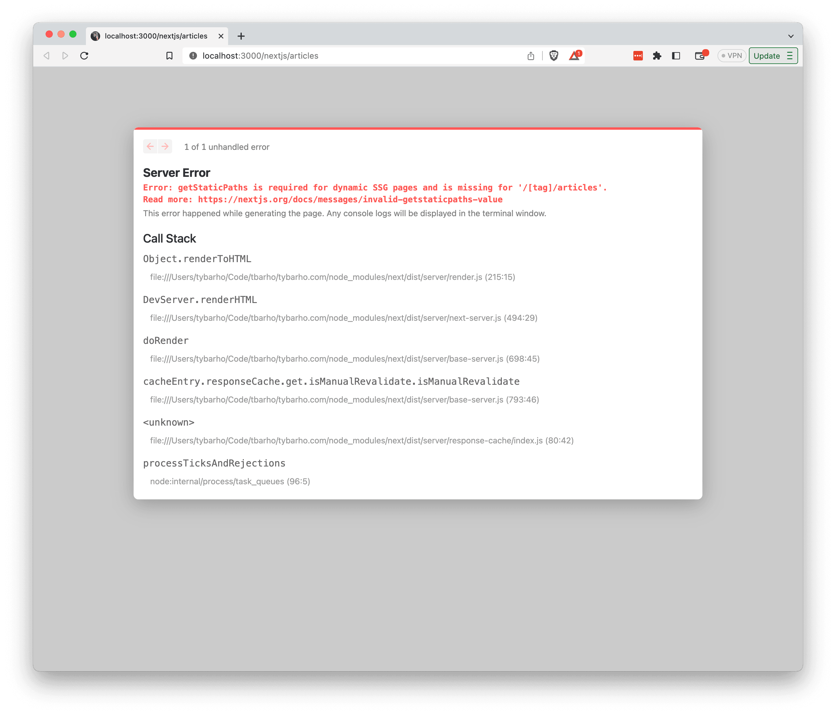 getStaticPaths Error