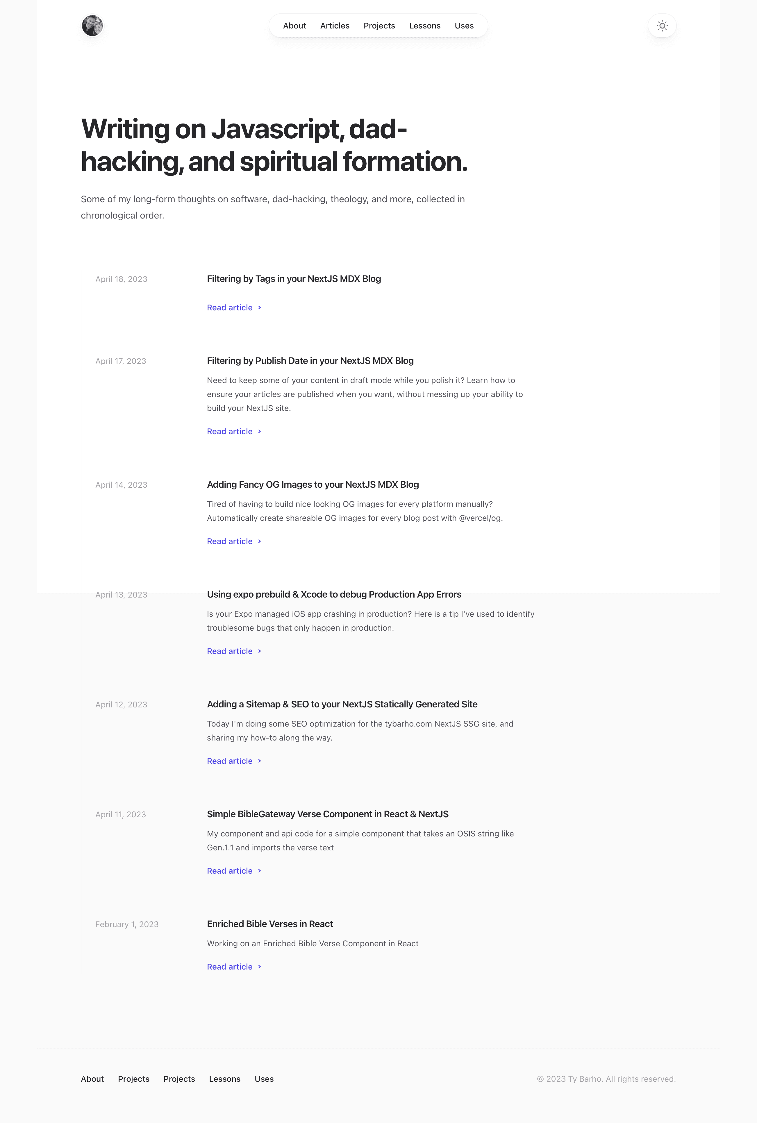 Tagged Articles Page