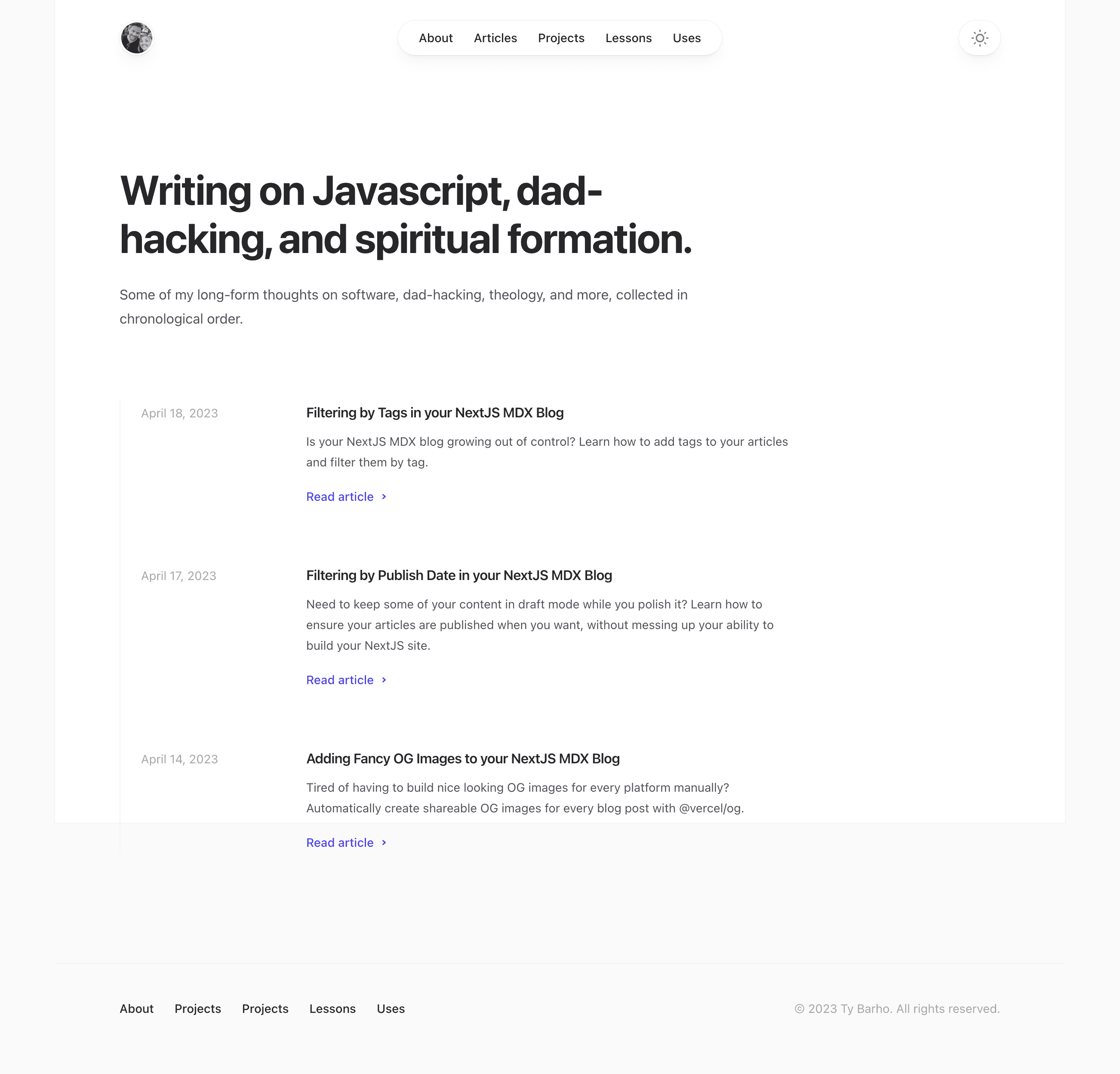 Tagged Articles Page
