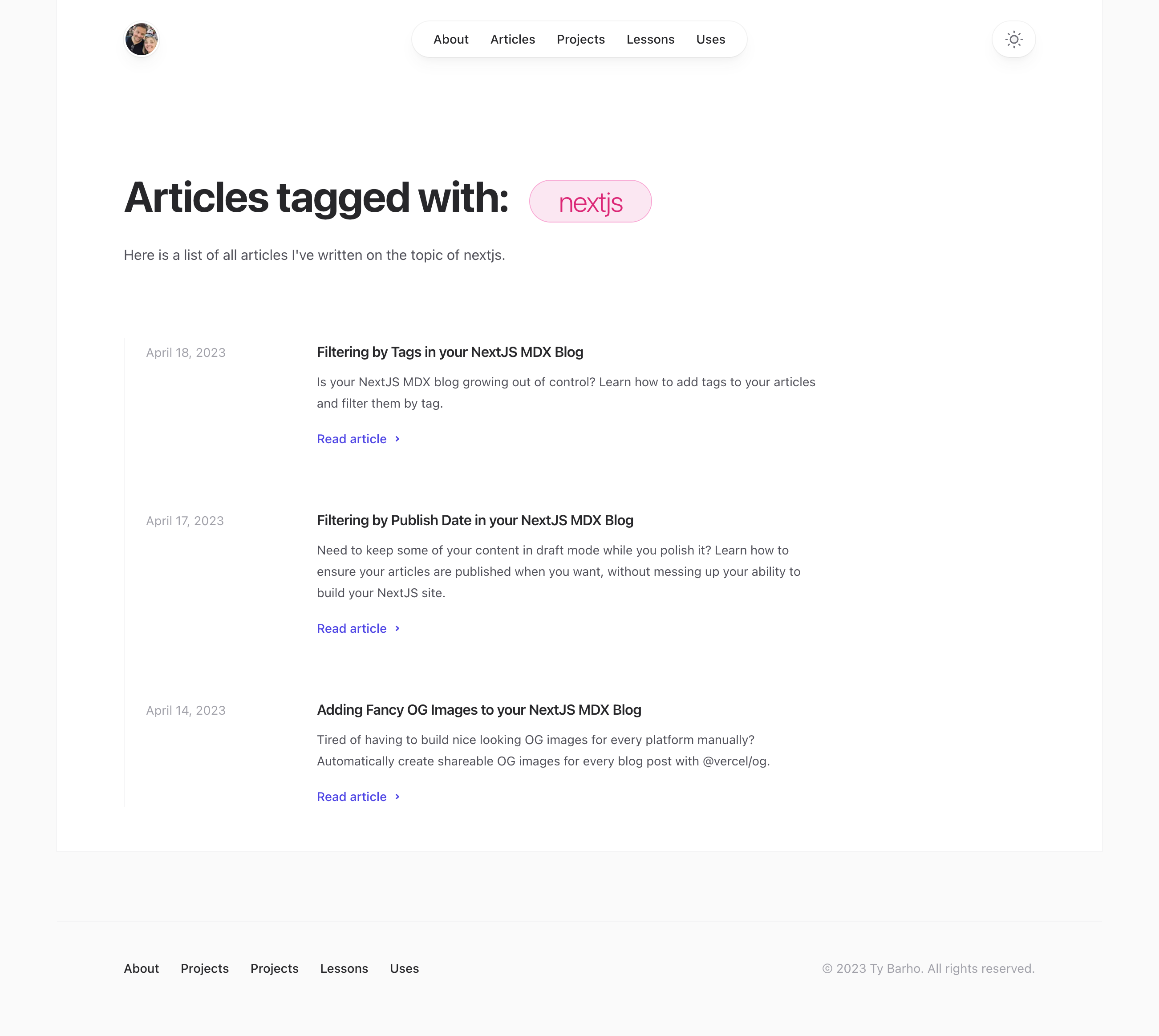 Tagged Articles Page